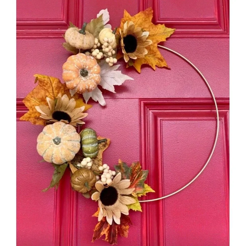 Pumpkin Fall Wreath ~ Autumn ~ Fall Wreath for Front Door ~ Thanksgiving Wreath